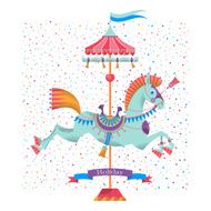 Greeting card with vintage carousel horse