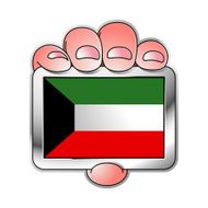 hand holding Kuwait flag