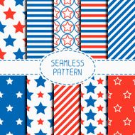 Patriotic seamless pattern American symbols USA flag 4th of July