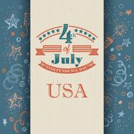 Retro typography card Independence Day Vector illustration N4