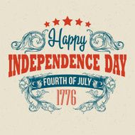 Retro typography card Independence Day Vector illustration N5