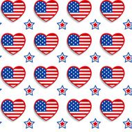 American seamless pattern with hearts and stars