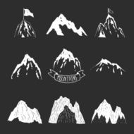 Mountains vector collection hand drawn mountain set N3