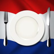 Vector table setting on Netherlands flag background