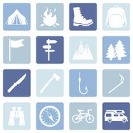Vector Set of Hiking and Camping icons N16