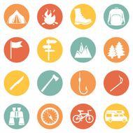 Vector Set of Hiking and Camping icons N18