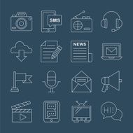 Media electronic line icon set N8