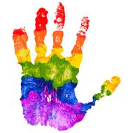 Gay and LGBT rainbow colors hand shape Handmade Textured made
