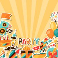 Celebration background with party sticker icons and objects N3