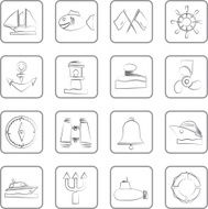 Marine sea and nautical icons