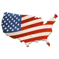 USA flag map wooden style N5