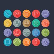 Round Thin Icon with Shadow Set 11