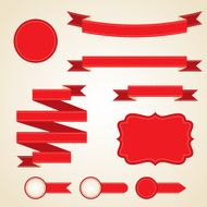 Set of curled red ribbons vector illustration N5