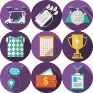 Circle flat vector icons for golf N3