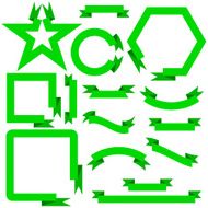 Set green ribbons and banners