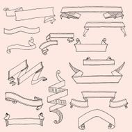 Vector set of ribbon banner shapes in vintage style N2