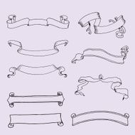 Vector set of ribbon banner shapes in vintage style N3