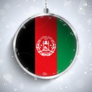 Merry Christmas Silver Ball with Flag Afghanistan N4