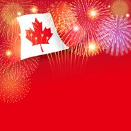 Canada Day background Flag and Fireworks N2