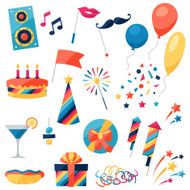 Celebration set of party icons and objects