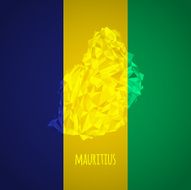 Low Poly Mauritius with National Colors