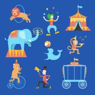 Circus theme icons set Vector illustration