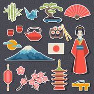 Japan icons and symbols set