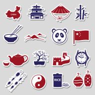 China theme color stickers vector set eps10