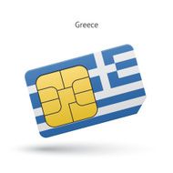 Greece mobile phone sim card with flag