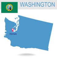 USA state Of Washington&#039;s map and Flag N2