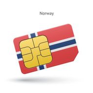Norway mobile phone sim card with flag