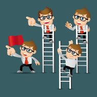 Businessman climbing on ladder to be success