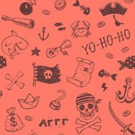Hand drawn pirates seamless background N2