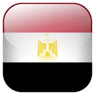 Egypt national flag square button isolated on white background