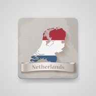Icon of Netherlands map with flag Vector illustration