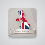 Icon of United Kingdom map with flag Vector illustration