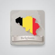 Icon of Belgium map with flag Vector illustration
