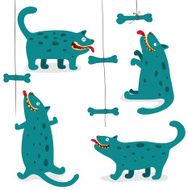 Cartoon Funny Monster Dogs Collection with Bones