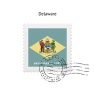 State of Delaware flag postage stamp
