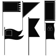 Set of vector silhouettes military flags