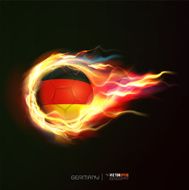 Germany flag with flying soccer ball on fire vector illustration