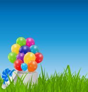 Glossy Balloons on Drass Field Vector Illustration N3