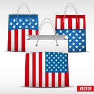 Set of Shopping bag with USA flag