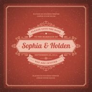 Wedding invitation card template vector vintage background N27