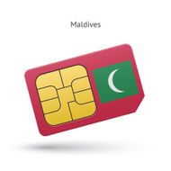 Maldives mobile phone sim card with flag
