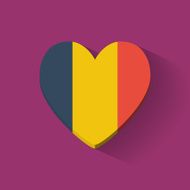 Heart-shaped icon with flag of Romania
