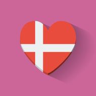 Heart-shaped icon with flag of Denmark