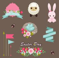 Easter design elements vector collection
