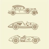 Vector vintage sport racing cars N3