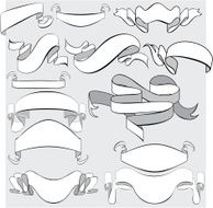 Medieval abstract ribbons crolls banners set for heraldry design elements